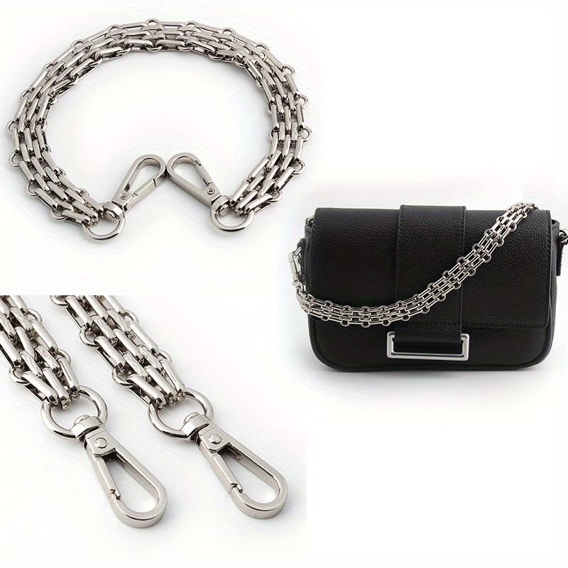 Metal Plus Leather Purse Chain Strap Gold Black Silver - Temu