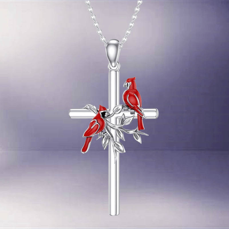 1pc fashion creative red cardinal bird necklace classic cute animal cartoon bird pendant jewelry mens and womens necklace birthday party anniversary christmas gift details 0