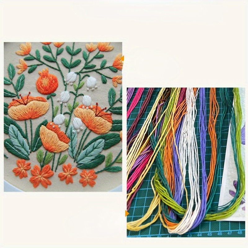 1set Kit Bordado Patrón Floral Conjunto Bordado - Temu