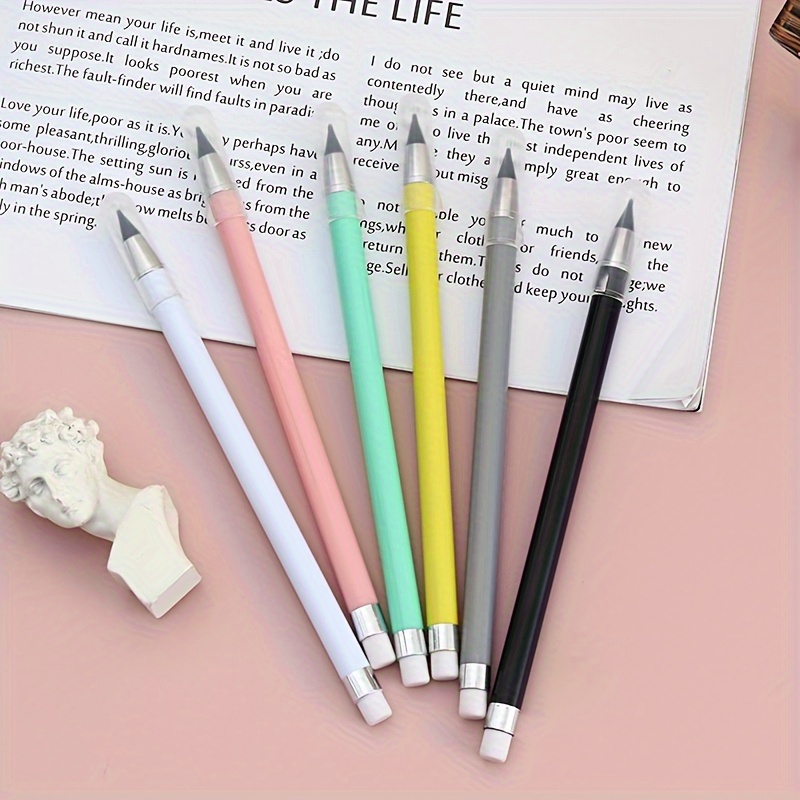 7pcs/Box Automatic Pressing Pens, Solid Color, Ink Dries Quickly, Suitable  For Solving Problems (Such As Exams), With Stylish Japanese Pen Nibs, Black  Carbon Pens Included (1 Box)