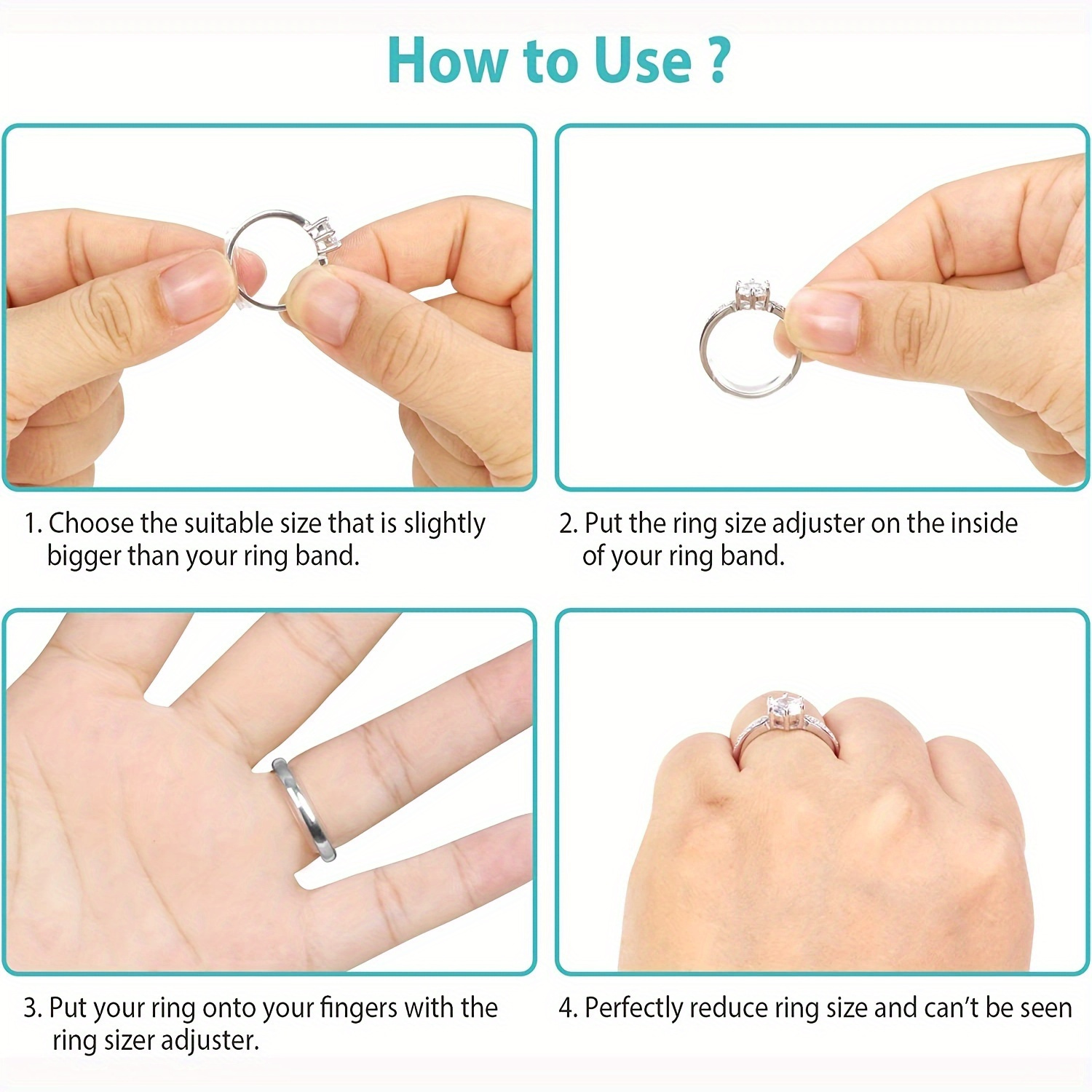 8pcs Invisible Ring Size Adjuster Set For Loose Ring, 8 Sizes Silicone Ring  Guard Clip Invisible Clear Ring Guard For Men And Women Ring Size Adjuster