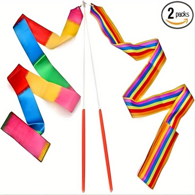 2pcs Dance Ribbons, 2m/ 78.74inch Gymnastic Ribbons With Stick For Artistic  Dance Training, Gymnastics Streamers