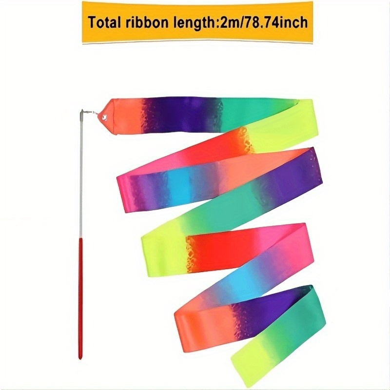 Dance Ribbons Rainbow Streamer Rhythmic Gymnastics Ribbon - Temu