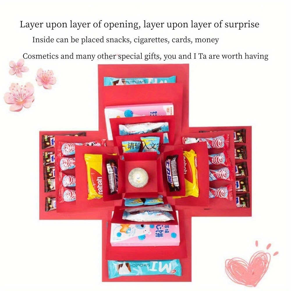 Explosion Box DIY Explosion Surprise Gift Box Assembled Handmade snack Box  for Birthday Gift Anniversary Valentines Day Wedding