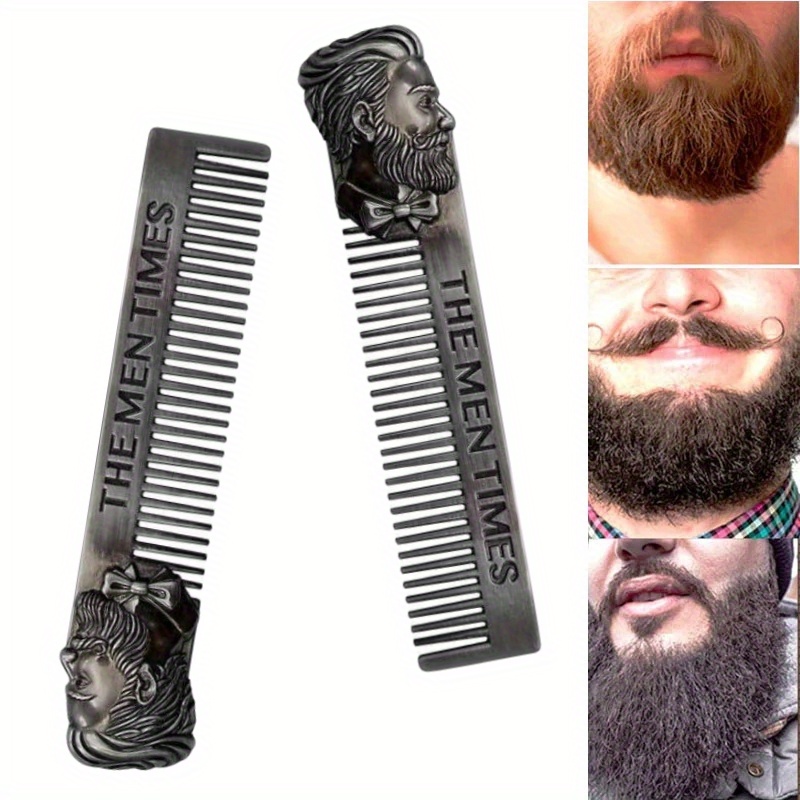 

1pc Men's Metal Mustache Comb Beard Comb Vintage Barber Grooming Comb For Beard Styling Trimming And Shaping