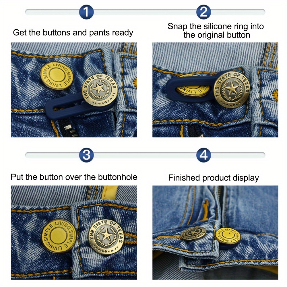 5pcs Button Extender for Pants Adjustable Waist Button Random No Sew