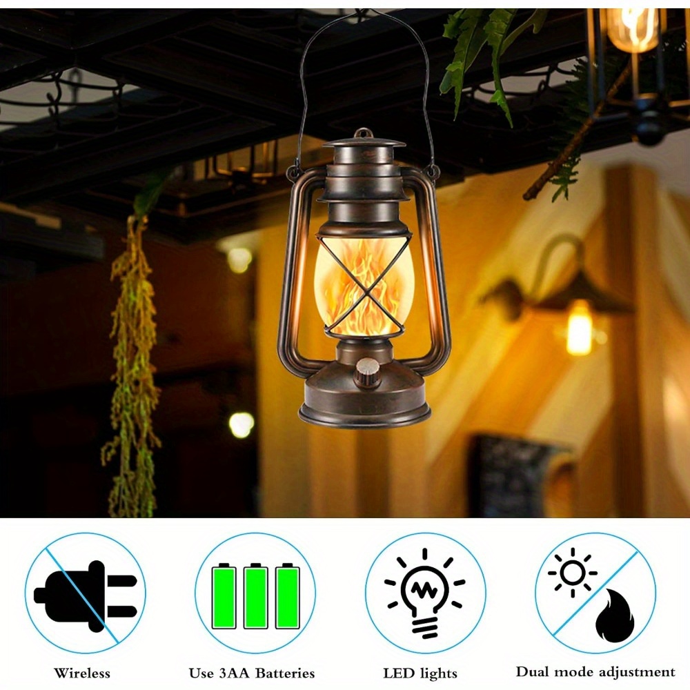 Yirtree Vintage Style Decorative Fire Lantern,Flame Effect LED  Lantern,Indoor Lanterns Decorative,Outdoor Hanging Lantern,Decorative  Lanterns