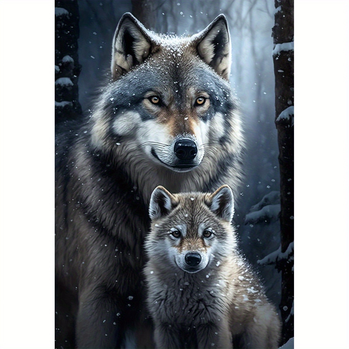 

1pc 5d Diamond Painting Kit For Adults, Wolf Diamond Art Kit For Beginner, Animals Full Round Diamond Painting For Home Wall Decor Gifts, 20x30cm/7.9x11.8inch, Frameless