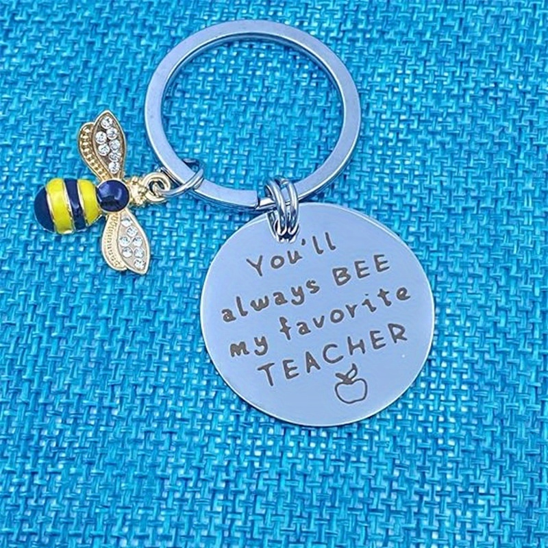 1pc, New Small Bee Keychain Thank You Gift for Women Teacher Christmas Valentine's Day Gift Thanksgiving Christmas Party Key Ring Gift,Temu