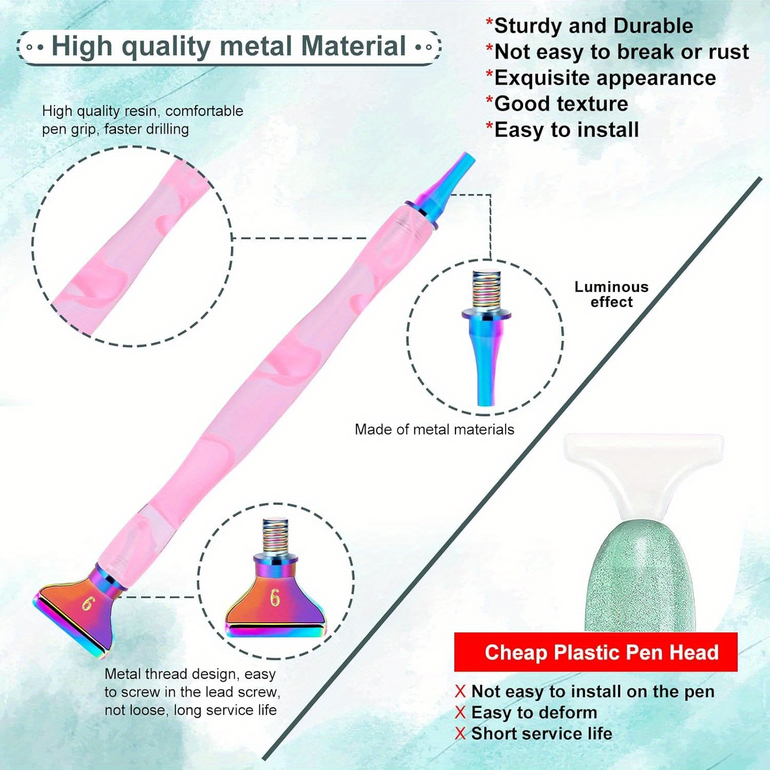 Diamond Painting Pen Metal Tips Screw Thread Tips Multi - Temu