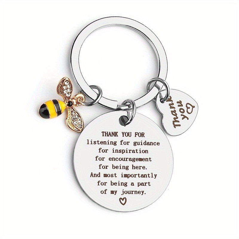 1pc, New Small Bee Keychain Thank You Gift for Women Teacher Christmas Valentine's Day Gift Thanksgiving Christmas Party Key Ring Gift,Temu