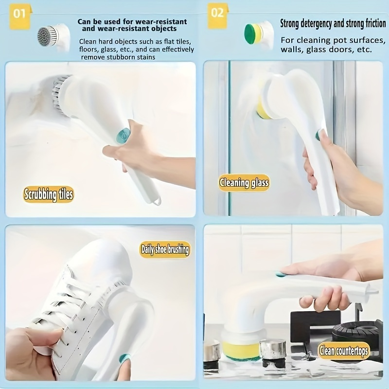 10 in 1 Electric Cleaning Brush Kit Clean Scrubber Cleaning Tools Bathroom  Tile Floor Tub Shower