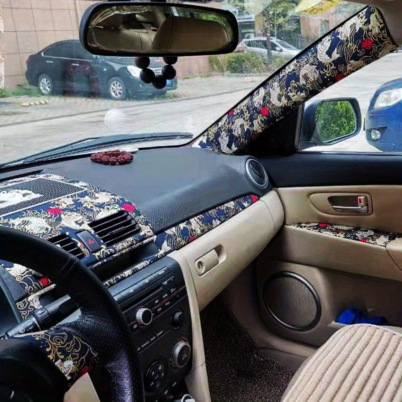 

Car Interior Self-adhesive Cloth Adhesive Embroidery Trendy Car Stickers Interior Modification Printing Style Abc Column Hot Stamping And Latte Art