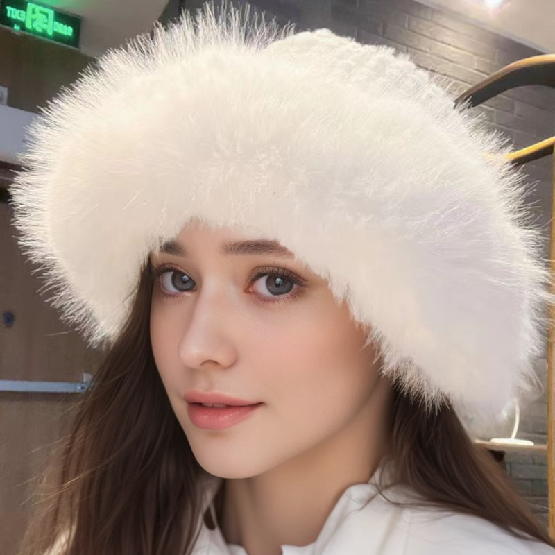 Faux Fur Bucket Hat Warm Hats Women Outdoor Casual Style Hat - Temu Canada