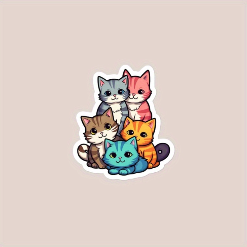 Cute Cat Stickers Vinyl Waterproof Funny Cats Decals For - Temu