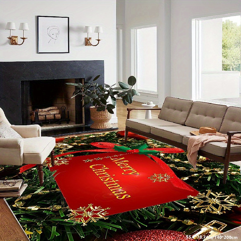Christmas Area Rugs Santa Presents And Sleigh Rug Golden - Temu