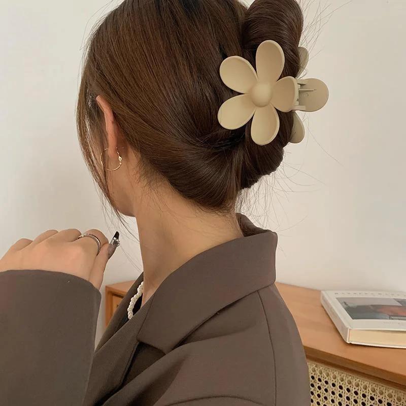 8pcs Flower Claw Clips, Hair Claw Clips For Thick Hair, Matte Non Slip Hair  Clips Strong Hold For Women Girls, Large Cute Hair Clip For Thin Hair, Big