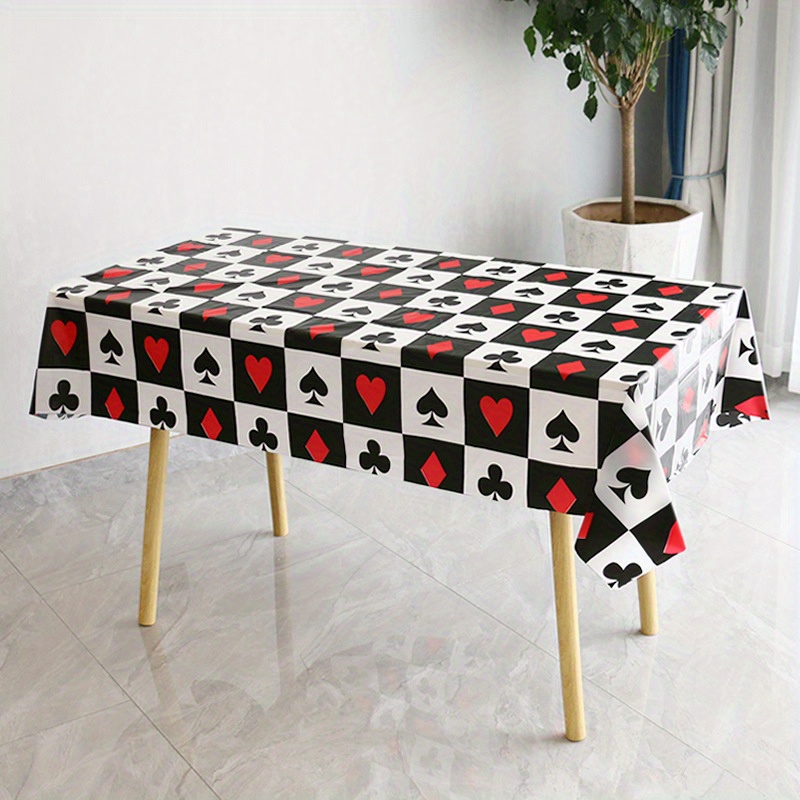 

1pc, Casino Theme Party Decorations Poker Tablecloth, Las Vegas Tablecloth, Casino Tablecloth For Poker Cards Birthday Party Favor Supplies