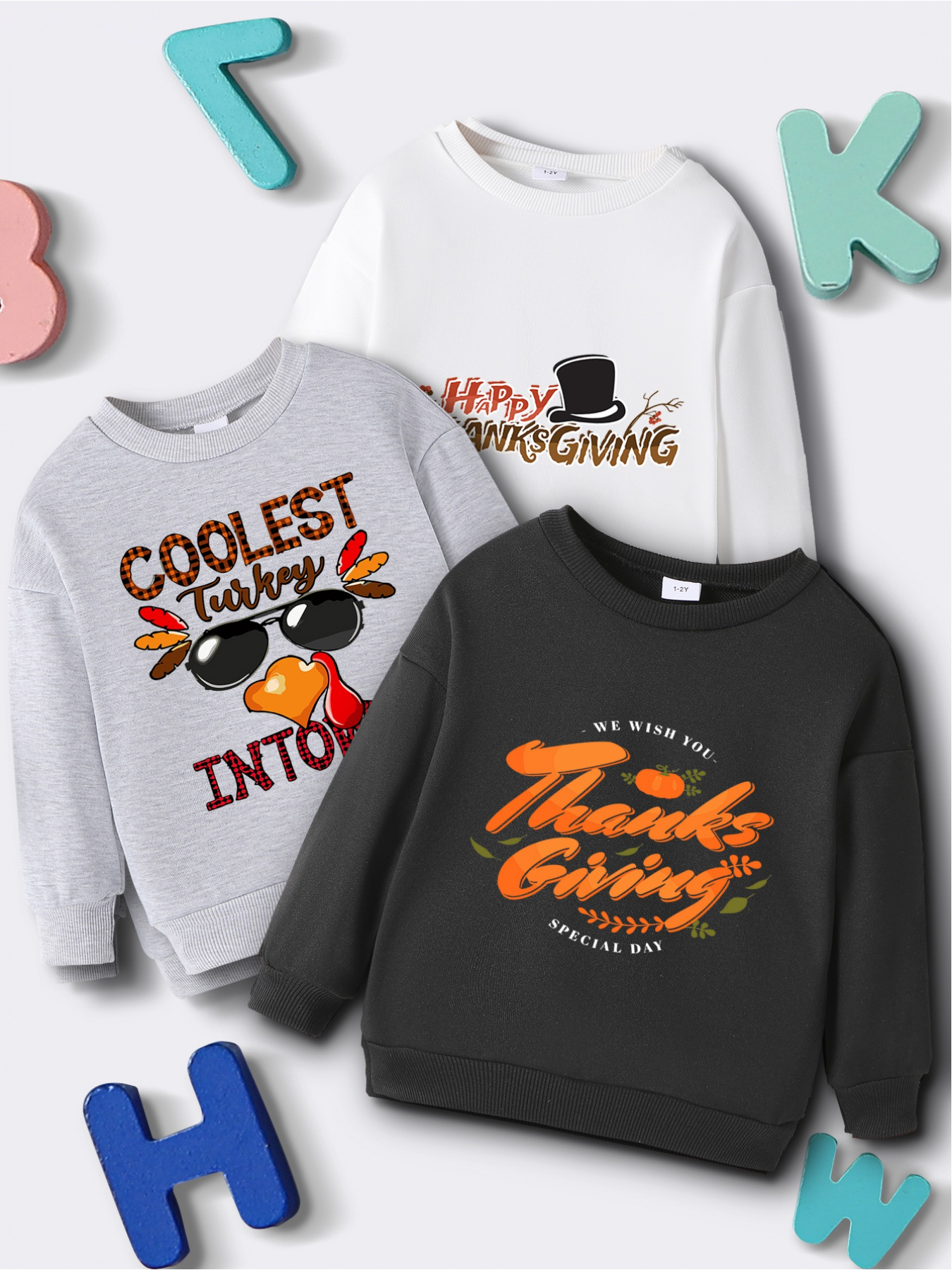 Thanksgiving Letter Turkey Print Boys Casual Creative - Temu