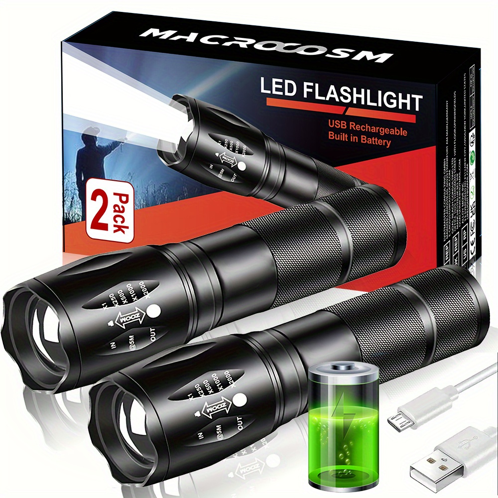 1pc Puissant XHP50 LED Lampe De Poche, Mini Torche Portable, Lumière  Rechargeable USB 16340, Petite Lampe