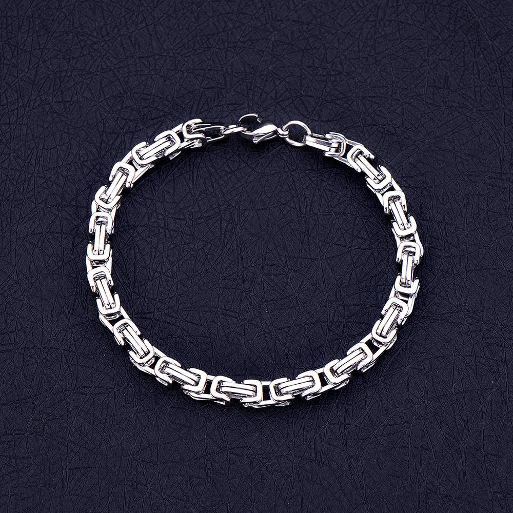 Image of Width 5mm 316l Stainless Steel Imperial Chain Bracelet Fashion Men's Gift Jewelry