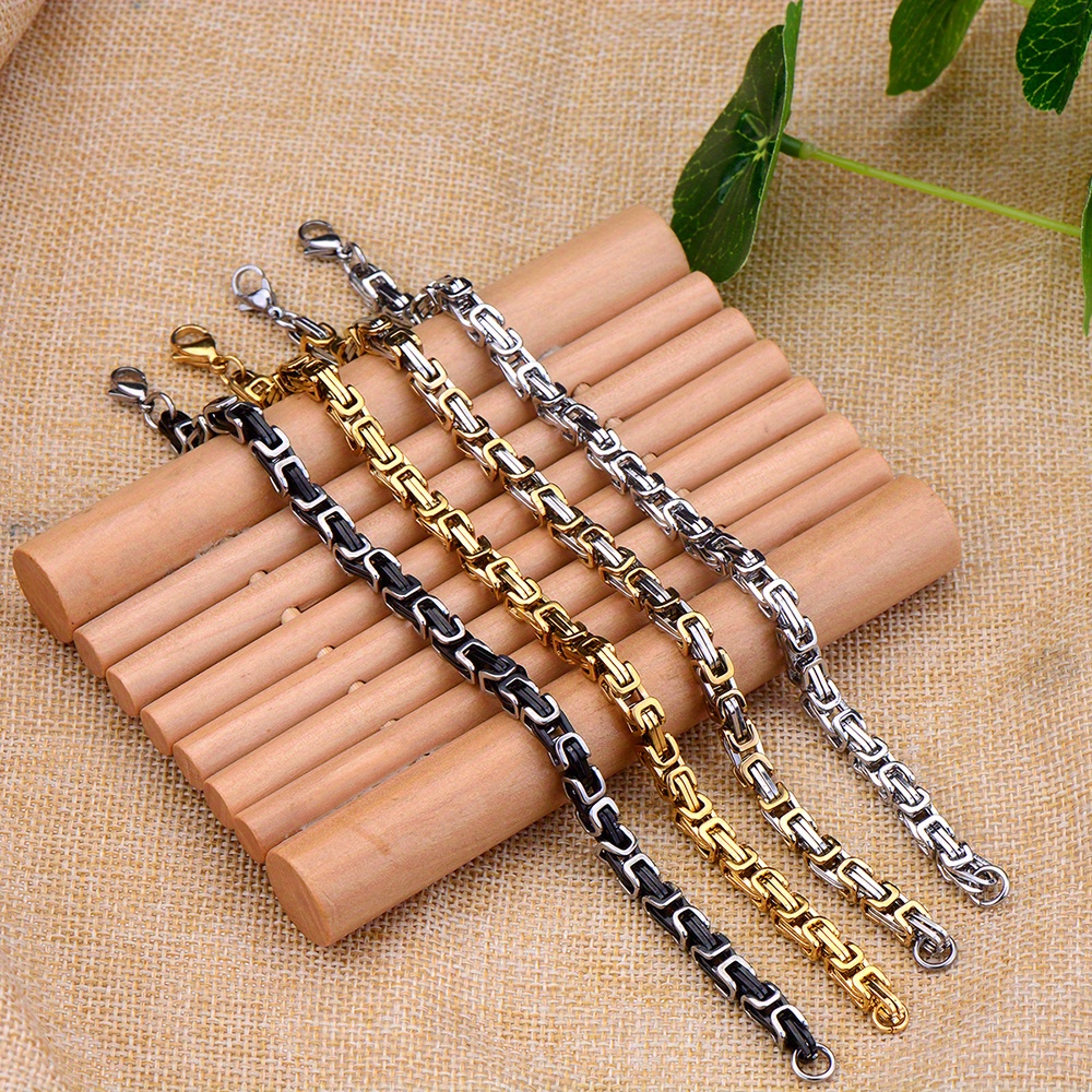 5mm 316L Stainless Steel Golden Plated Imperial Chain Bracelet