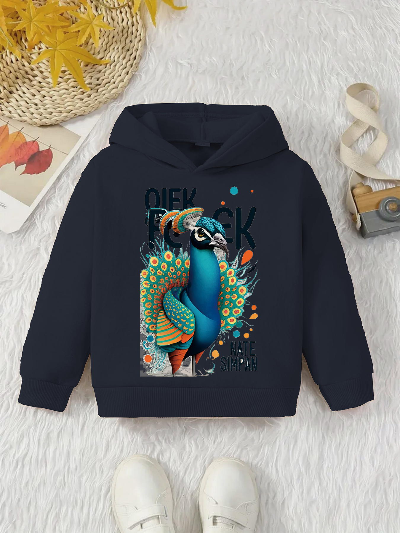 Anime Peacock Print Boys Casual Pullover Long Sleeve Hoodies Temu