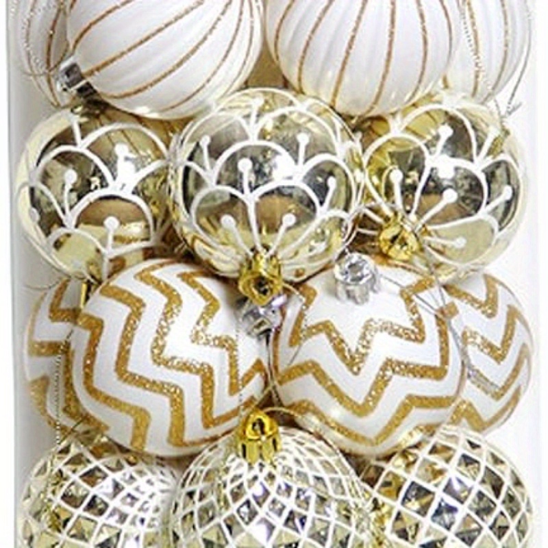 

30pcs Christmas Balls Ornaments, 60mm Golden&white Painted Shatterproof Festive Wedding Hanging Ornaments Christmas Tree Decoration