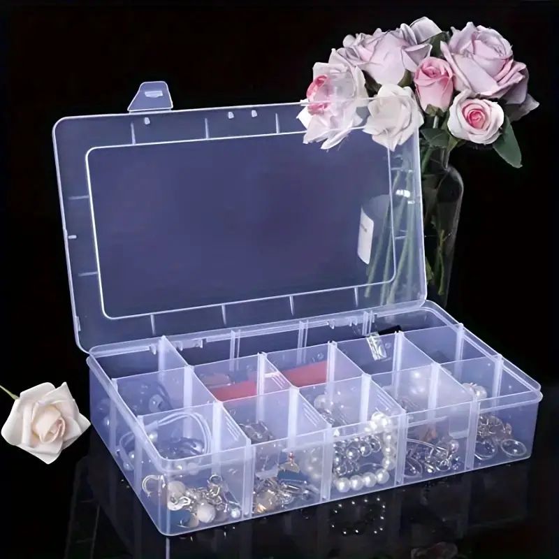 1pc 15-Grid Plastic Storage Box With Adjustable Dividers, Clear Finishing  Storage Box, Transparent Organizer Container For Fishing Gear, Crafts, Jewel