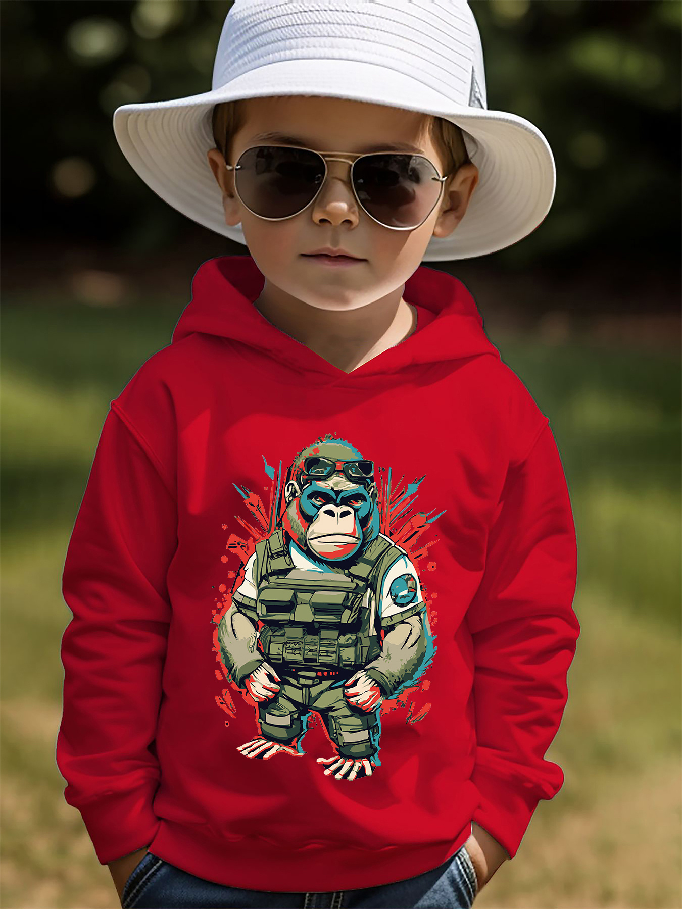 Cool Chimpanzee Print Boys Casual Pullover Long Sleeve Temu