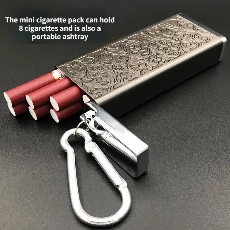 1pc square mini cigarette box portable ashtray multifunctional aluminum alloy lightweight cigarette case outdoor portable creative key hanger bag hanger holiday party gifts details 9