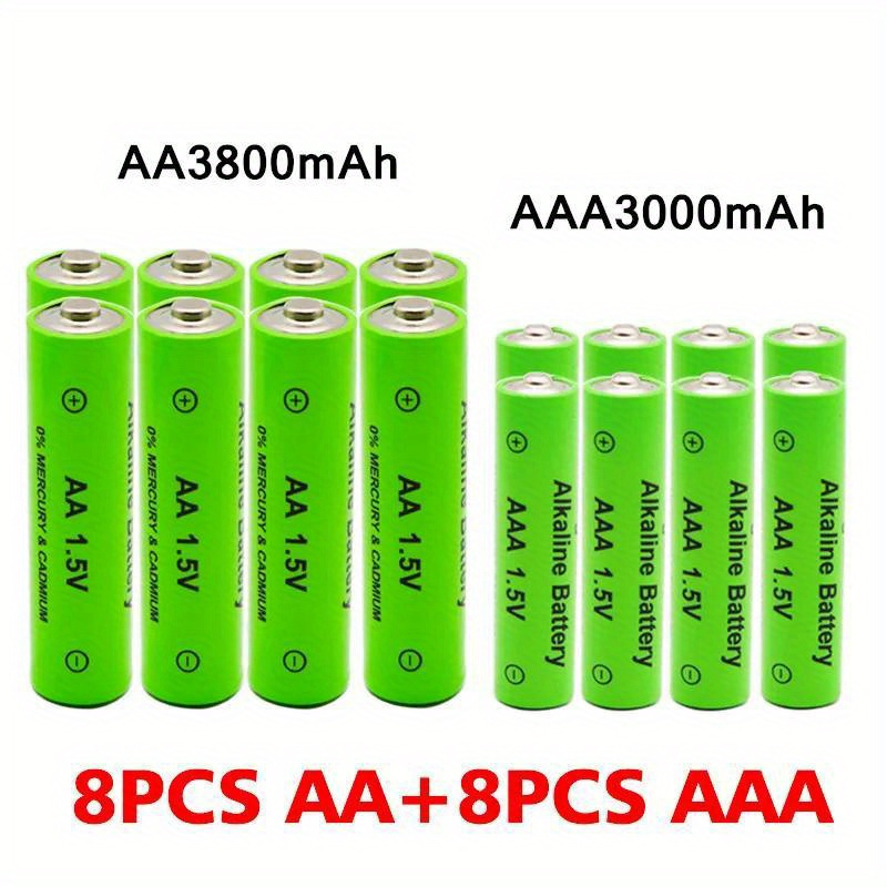  AAA 3000 mAh 1.5 V alcalina AAA batería recargable para batería  de juguete : Salud y Hogar