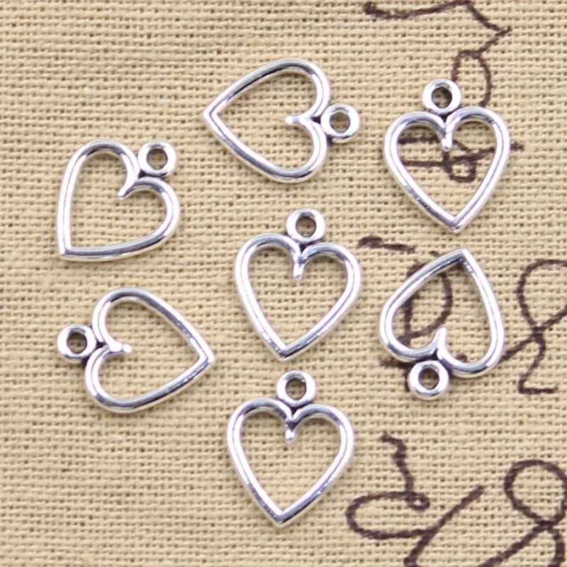 20pcs Antique Silver Color Hollow Hearts Charms Pendants, for Bracelets Earrings Necklace DIY Handmade Jewelry, Jewels Making,Temu