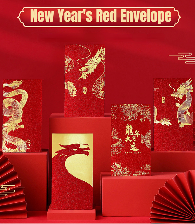 40pcs Enveloppe Rouge Créative Délicate Enveloppe Chinoise Rouge Enveloppe  d'Argent Rouge 
