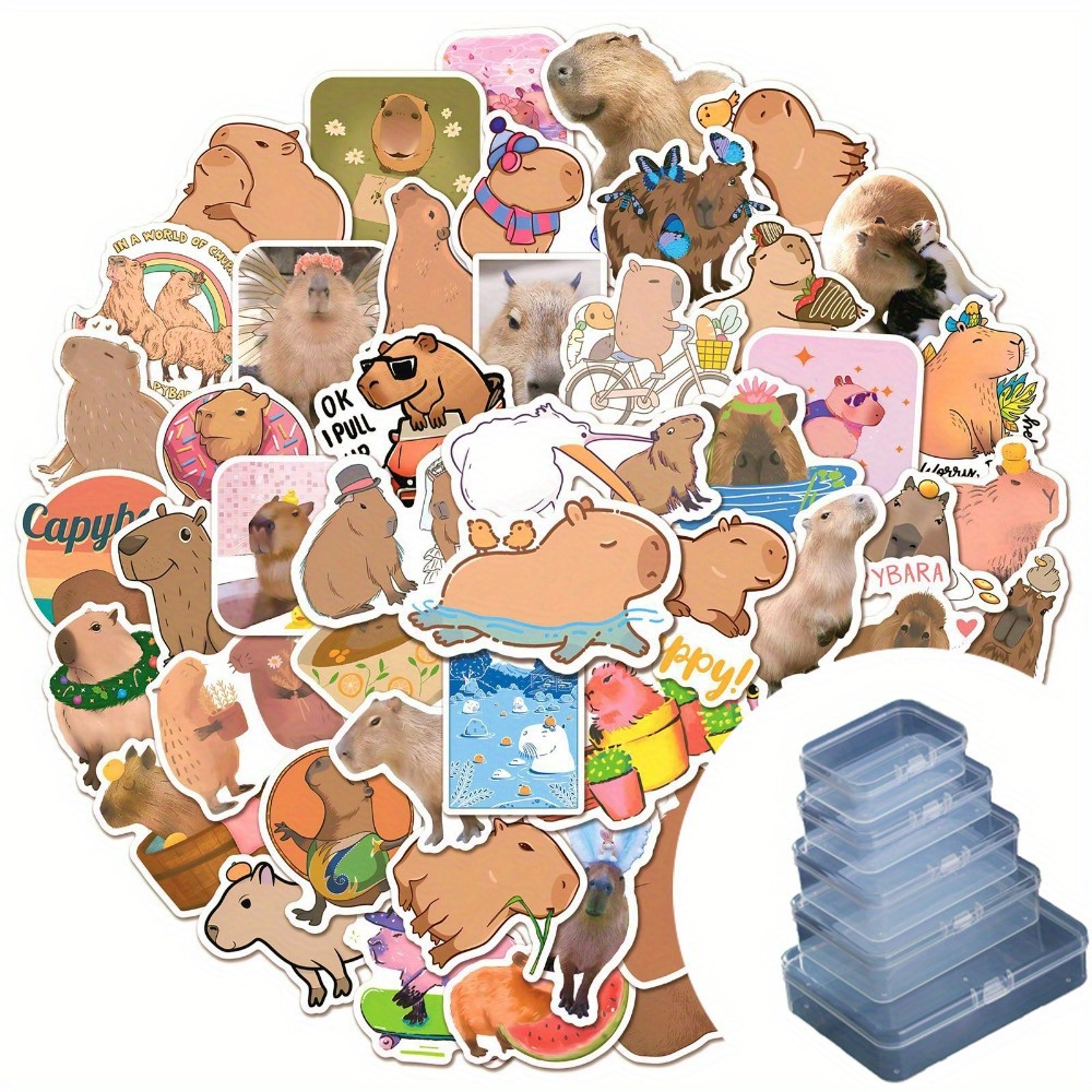 Compra online de 50 peças adesivos de capivara de desenho animado fofo à  prova d'água adesivo de animal decalque de mala