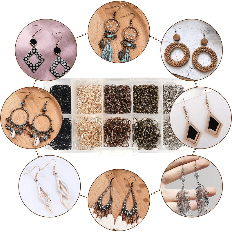 1150pcs box earrings set earring hooks open jump rings ear Temu