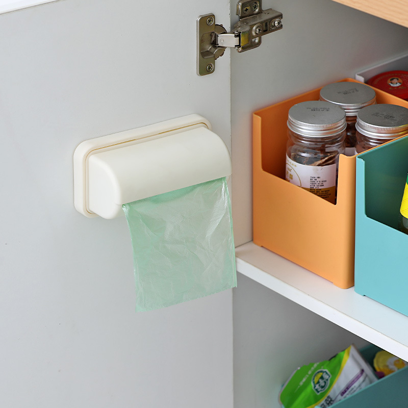 Garbage Bag Storage Box Finishing Rack Free Punching Wall-mounted Plastic  Bag Kitchen Paper Towel Extractable Kitchen Gadgets