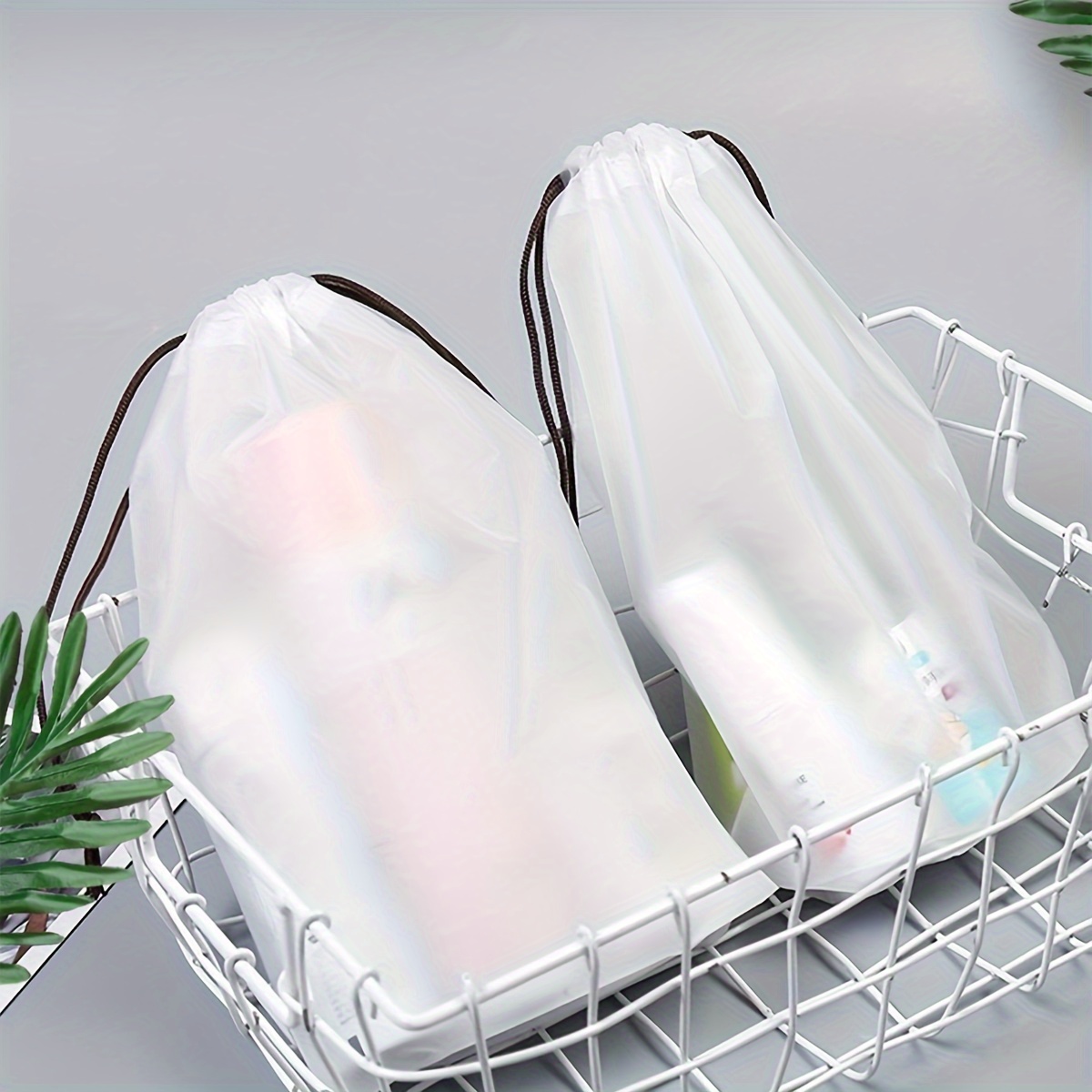 5Pcs Semitransparent Drawstring Shoes Bags, Portable Clothing And Towel Organizer, Perfect Shoes Protector Bags For Travel Use