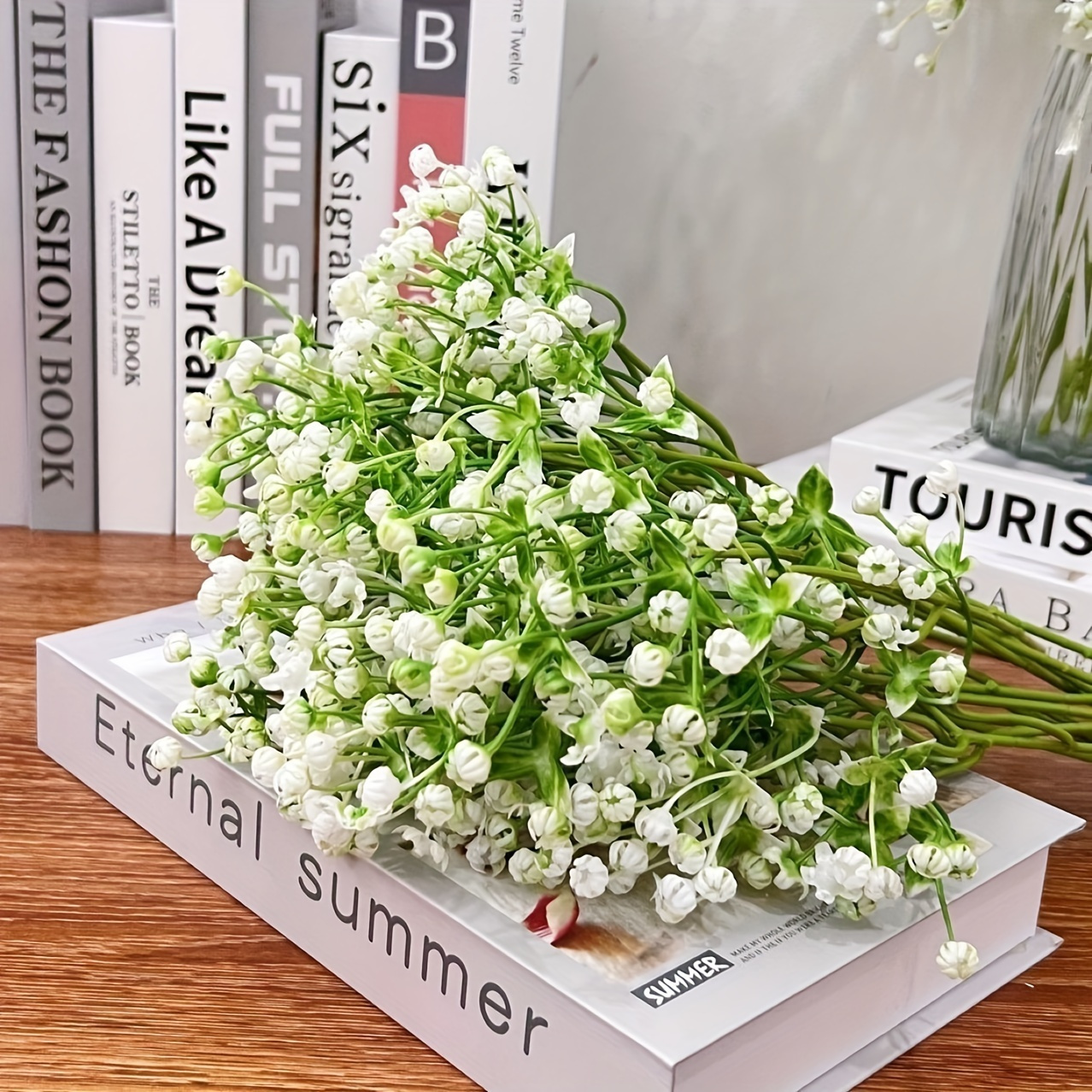 5PCS Long Stem Artificial Baby Breath Flowers Fake Real Touch Gypsophila  for Home Office Indoor 