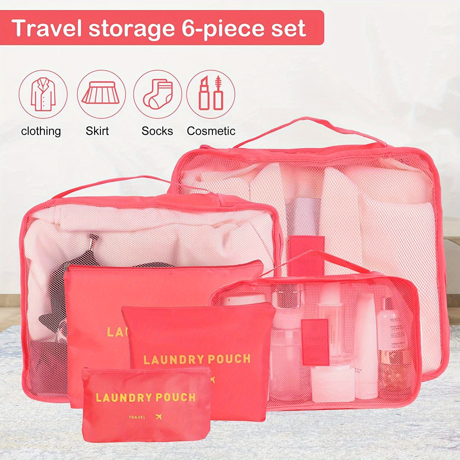 6pcs/set Bolsa Almacenamiento Ropa Viaje Organizador Maleta - Temu Spain