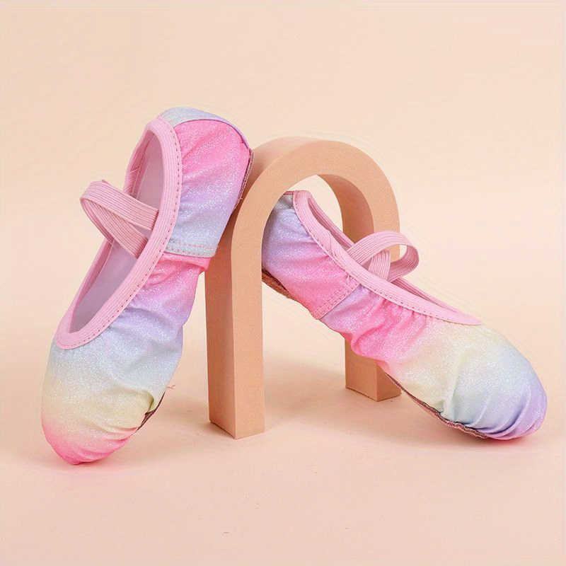 girls rainbow ballet dance shoes slip design cross straps Temu