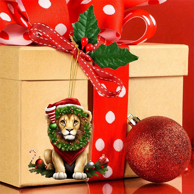 1pc 2d Weihnachten Niedlicher Löwe Ornament Weihnachtsbaum - Temu