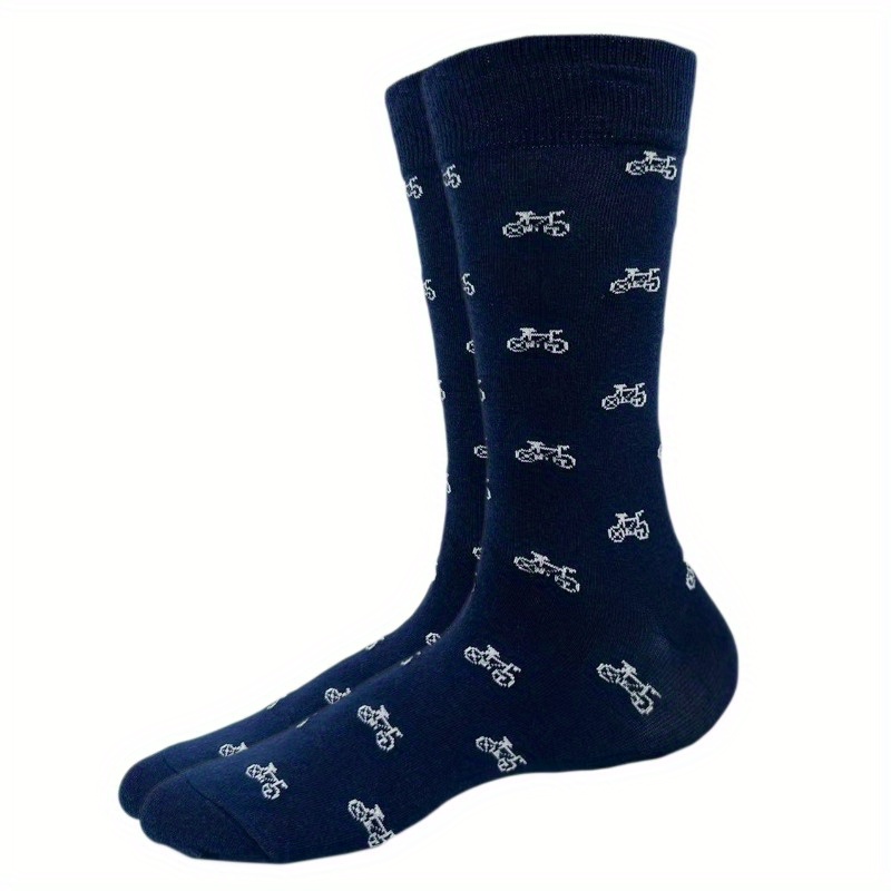 1pair Men's Trendy Cartoon Pattern Crew Socks, Breathable Comfy Casual Unisex Socks For Men's Outdoor Wearing Wearing Street Style