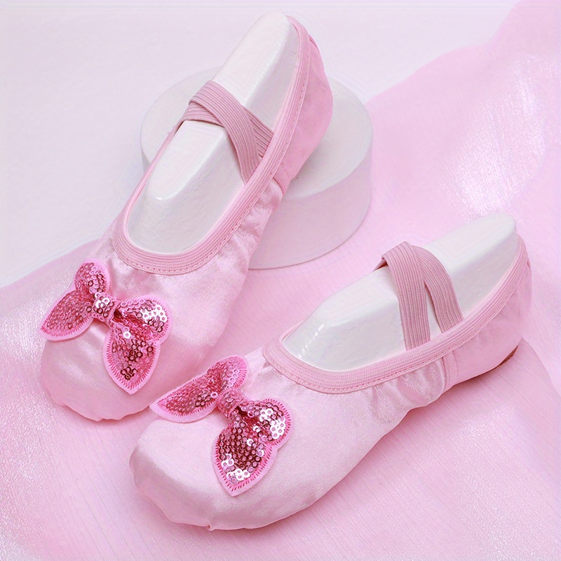 Girl's Trendy Ballet Shoes With Bowknot, Comfy Non Slip Casual Breathable Shoes