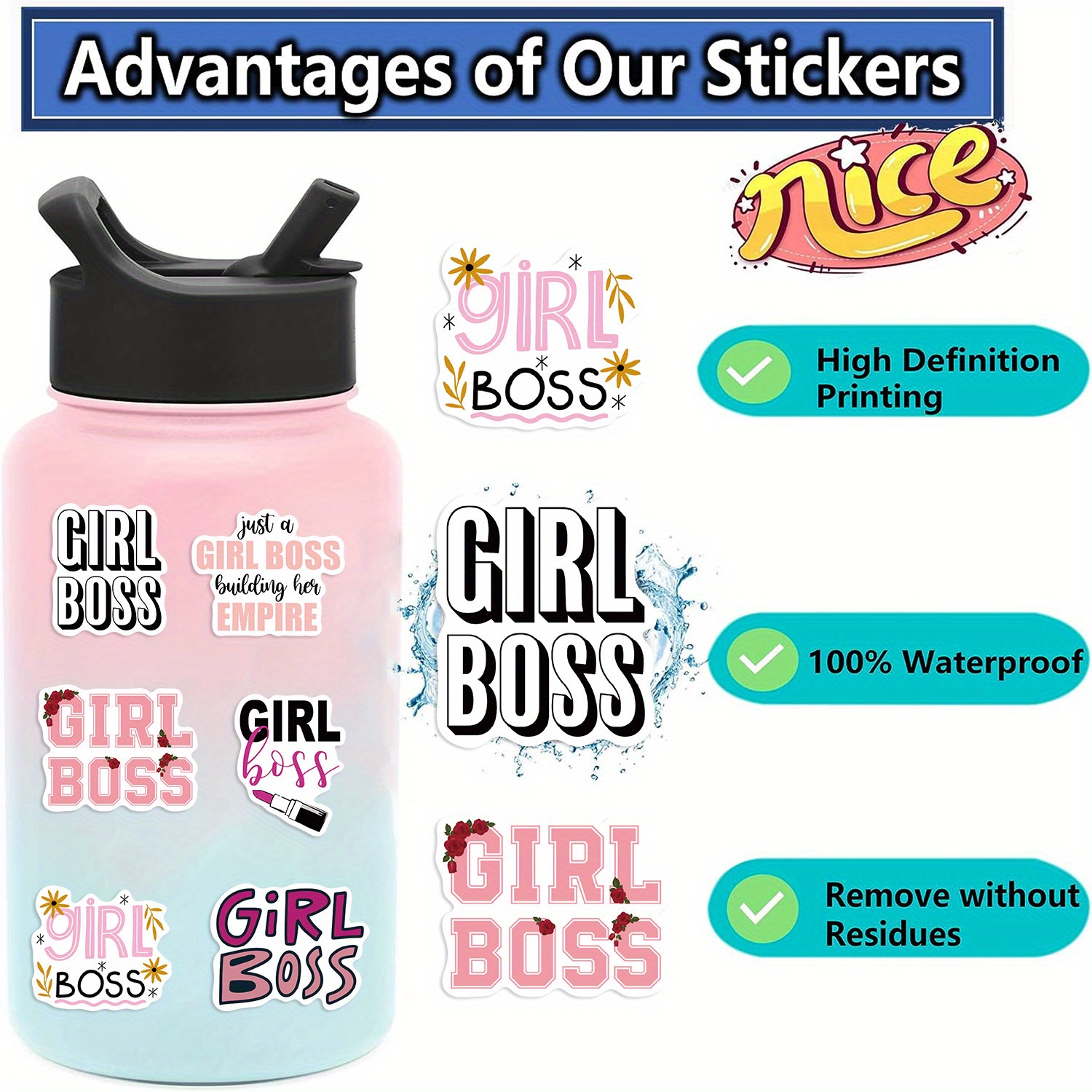 Girl Power Water Bottle Labels