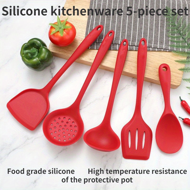 Silicone Utensil Set Red Kitchen Utensil Set Safety Cooking - Temu