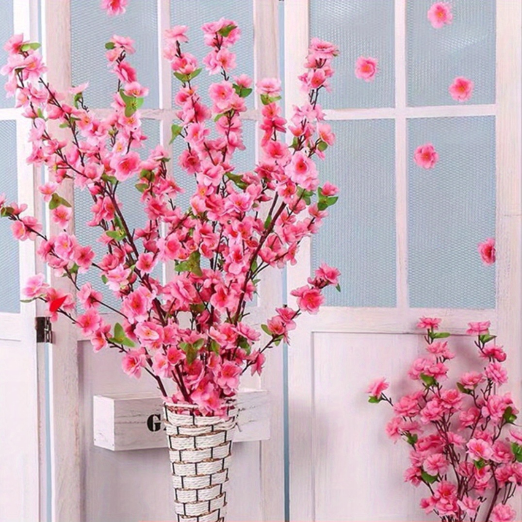 

5pcs Tall Spring Peach Bouquet Branch - Artificial Flowers For Wedding, Home, Office, Party, Hotel, And Yard Decoration