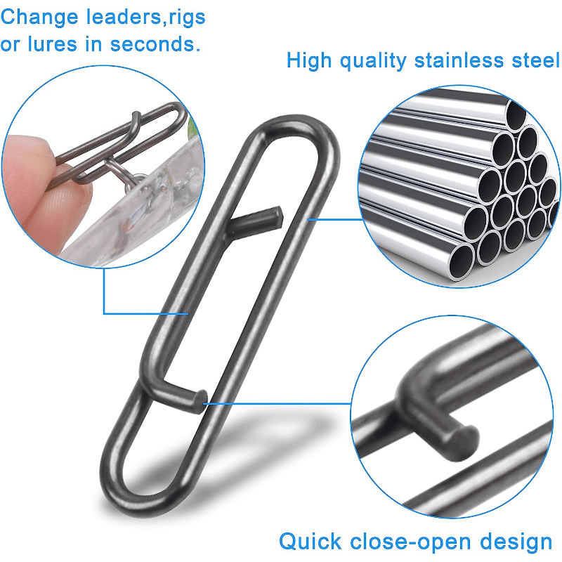 20pcs Fishing Interlock Snap, Fast Clips, Stainless Steel Lure Hook  Connector, Fishing Accessories