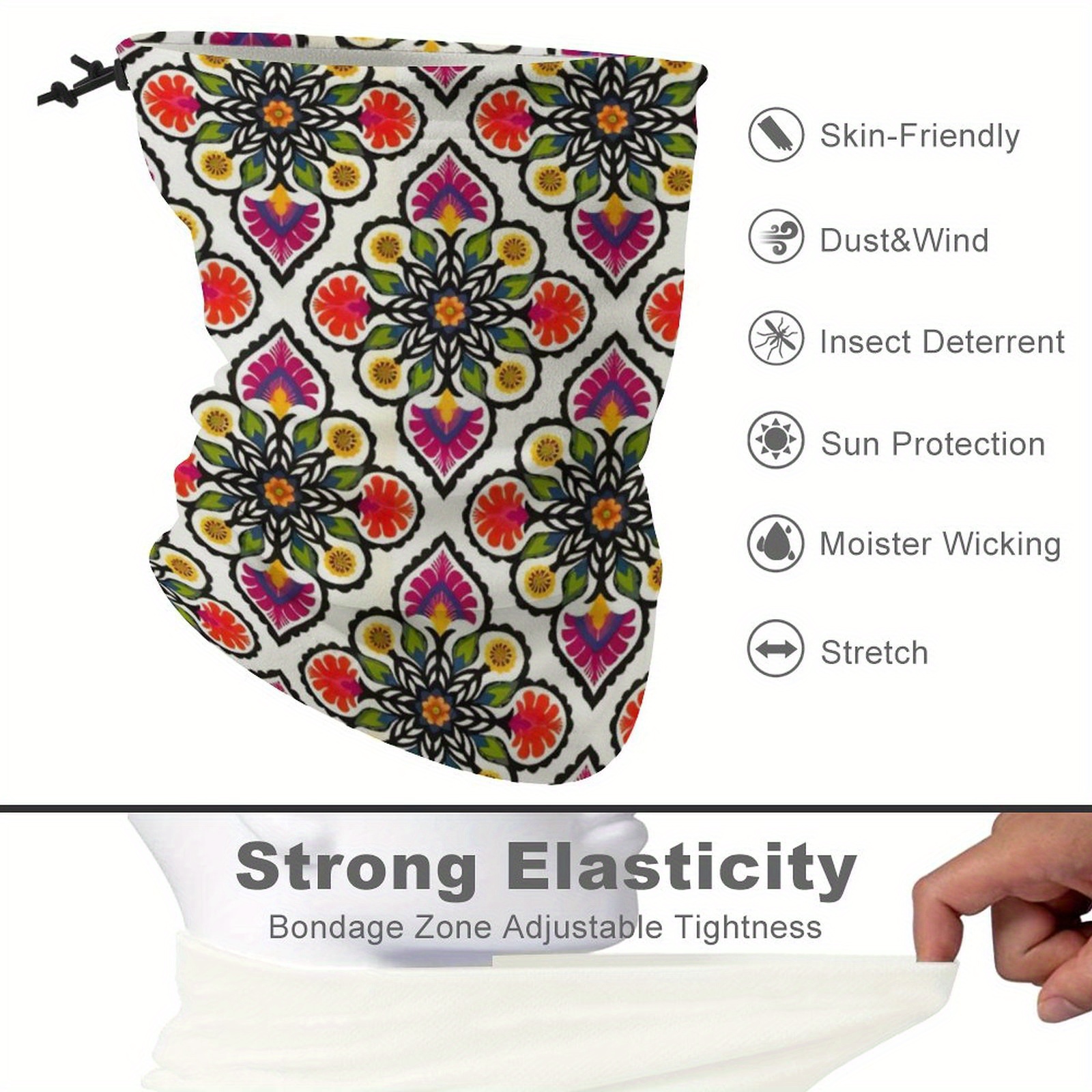 Vintage Geometric Pattern Face Protector Breathable Elastic - Temu