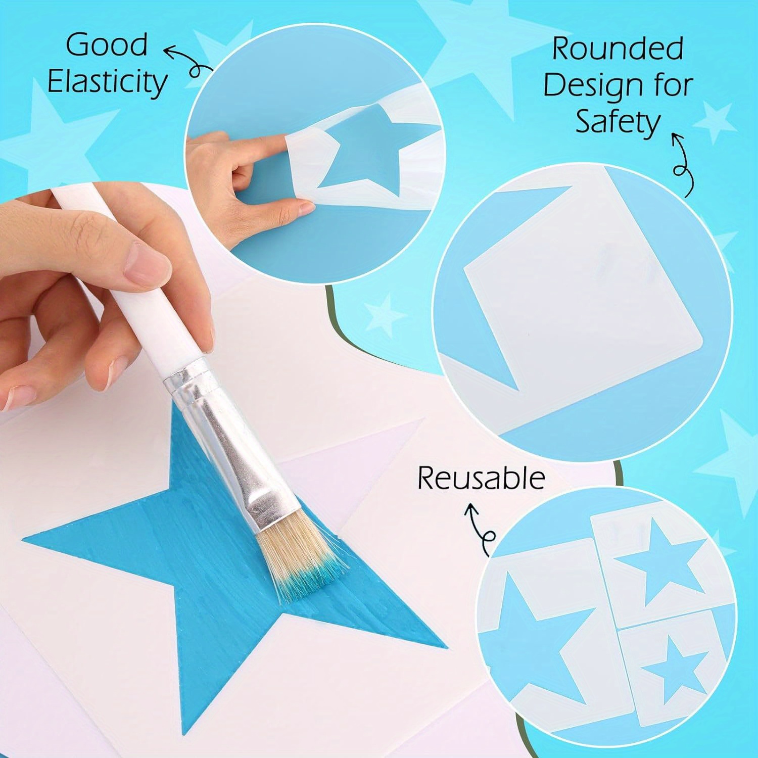 8Pcs star stencils for painting wall stencils for painting large
